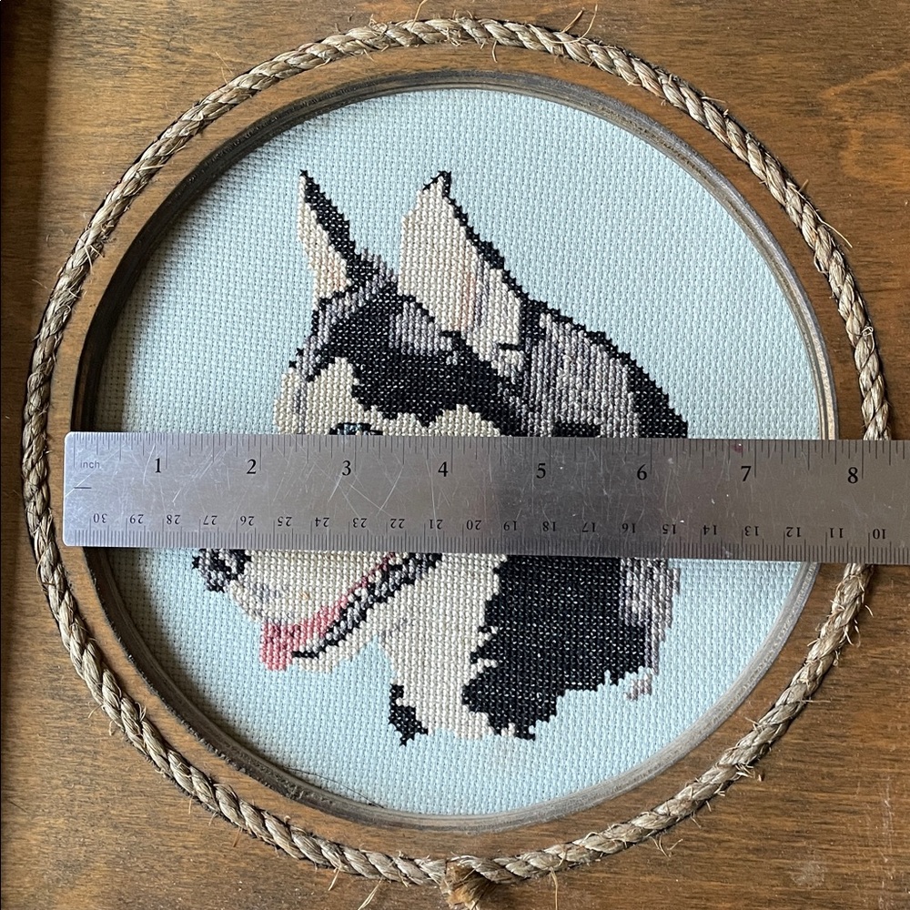 Siberian Husky Dog Completed Cross Stitch Solid Wood Vintage Framed Needlepoint - Picture 3 of 16